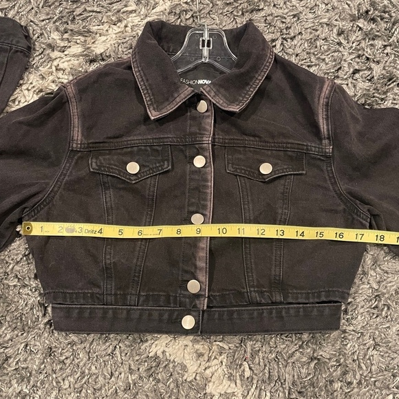 Fashion Nova Womens Crossing Your Mind Denim Jacket - Black/Red Size Small - Picture 8 of 11